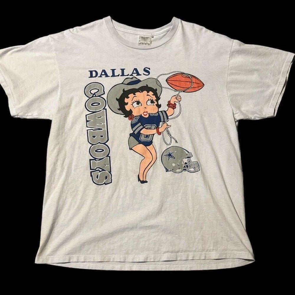 Betty Boop Dallas Cowboys Retro Cartoon Fan Graphic T-Shirt